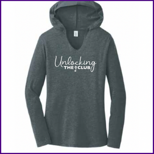 Women's Long-Sleeved V-Neck Hoodie in Charcoal